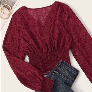 Dalmatian Print Shirred Waist Blouse